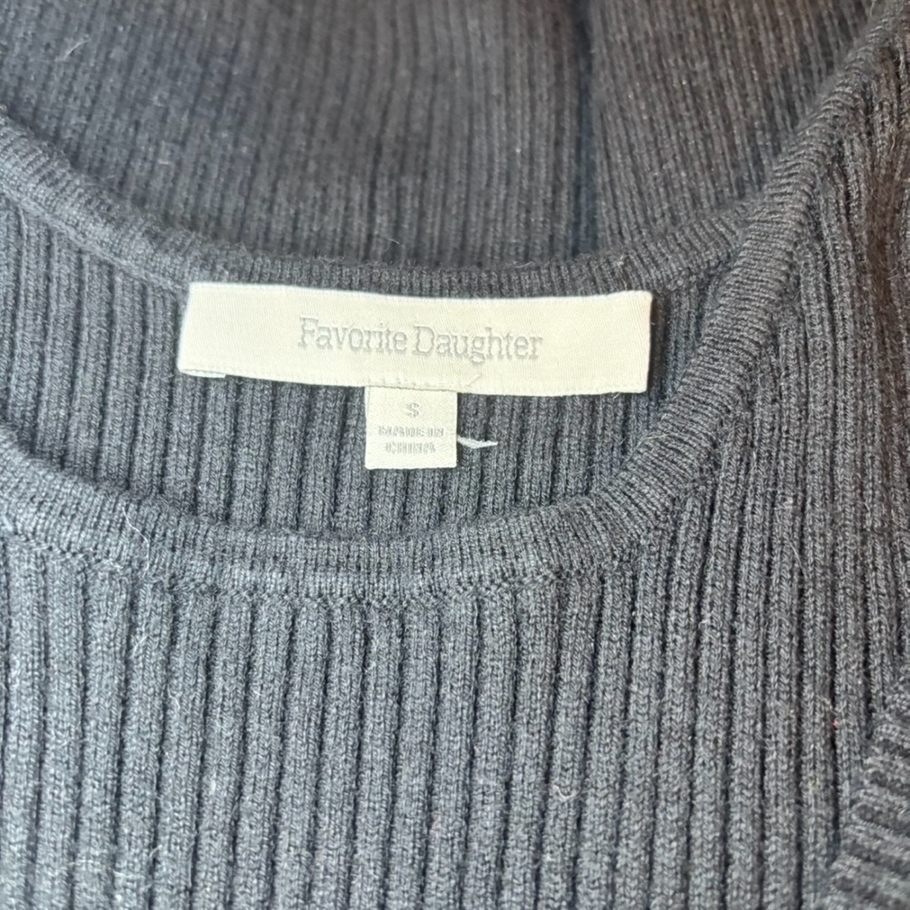 Favorite Daughter Black Gemini Dress Small Black Sleeveless Midi Ribbed Dress - Picture 8 of 9